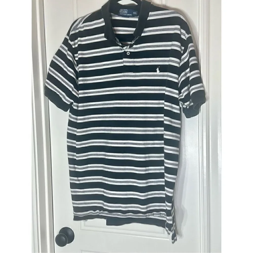 Polo Ralph Lauren black and white striped polo size XXL